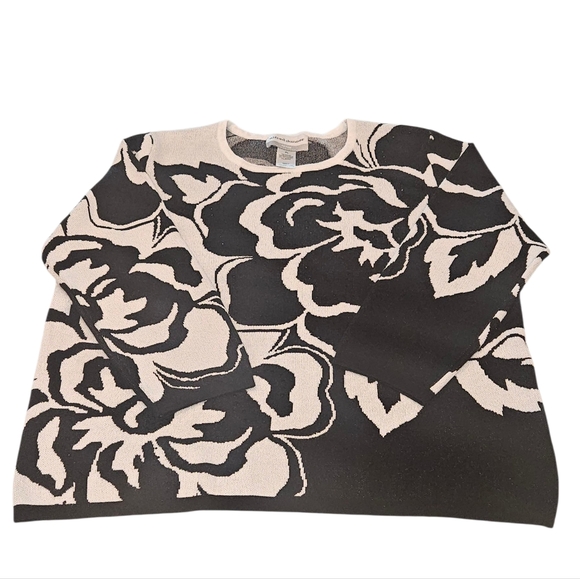 Alfred Dunner Sweaters - Alfred Dunner Black and Cream Sequence Sweater Size PL